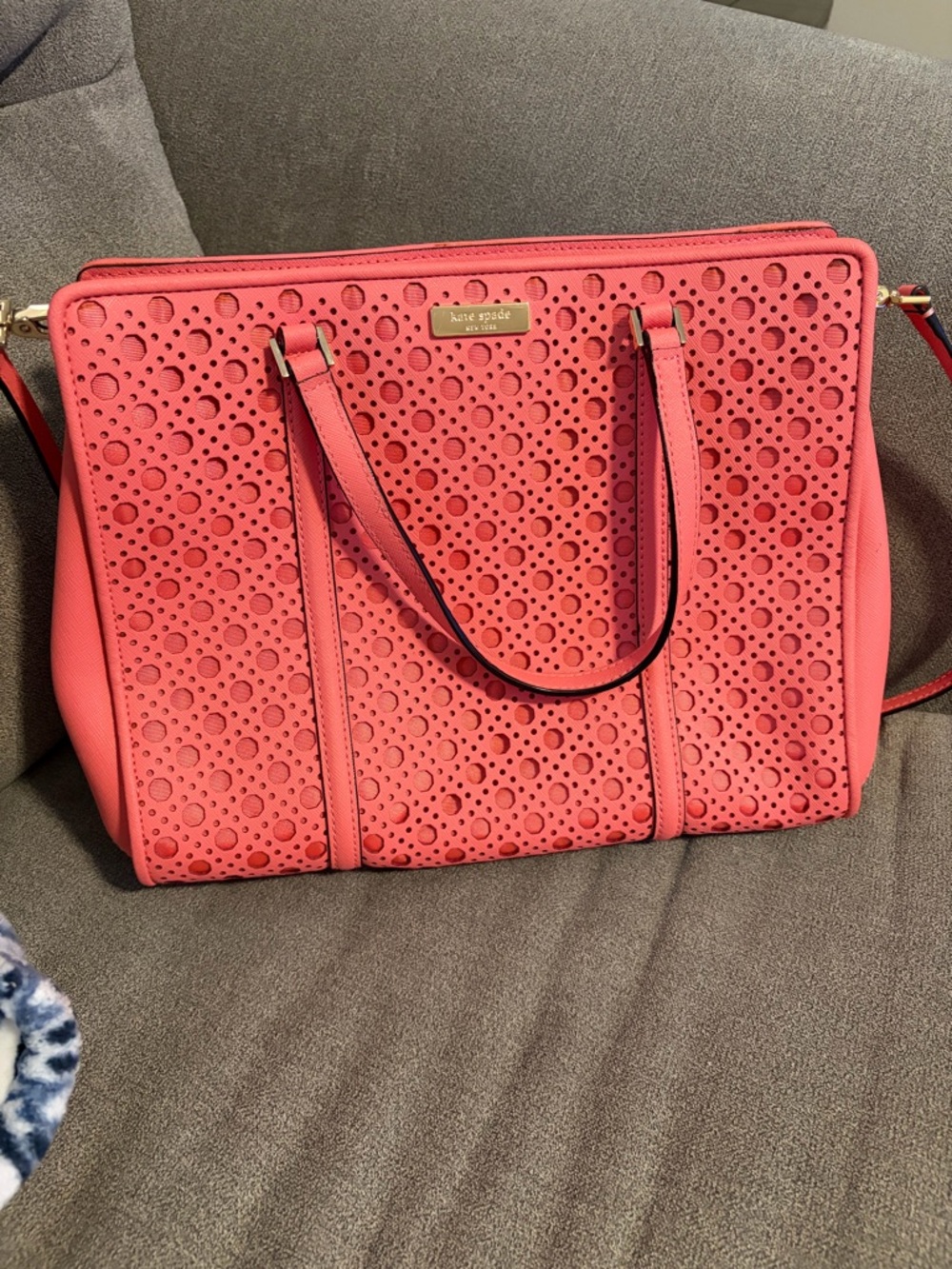 kate spade Coral Pink Perforated Tote